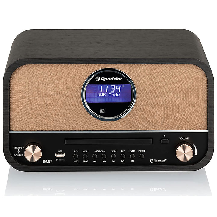 Roadstar Nostalgie Retro-Radio mit Bluetooth und CD MP3 Player im Holzgehäuse mit Weck-Funktion (DAB