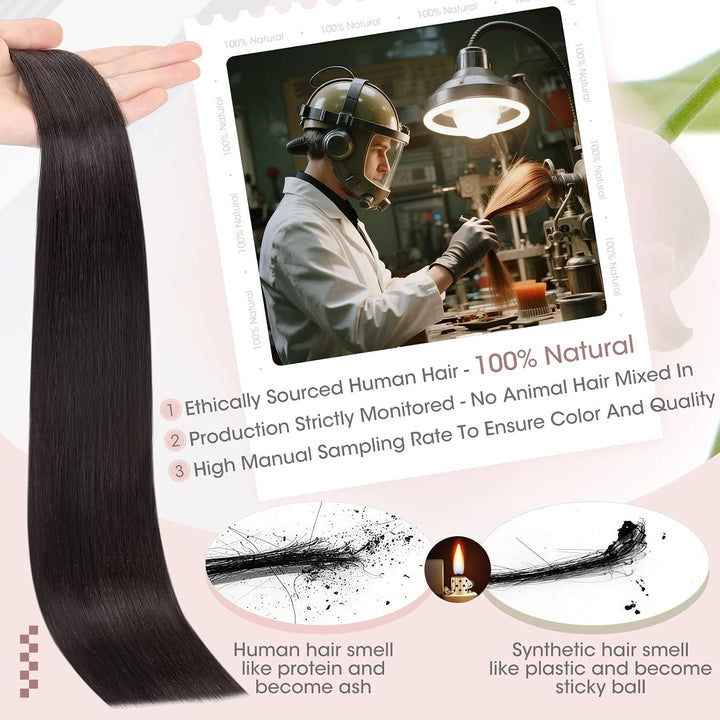 Elailite 10 Stück Tape Extensions Echthaar (15g) + 10 Pcs Invisible Klebeband Haarverlängerung Klebe