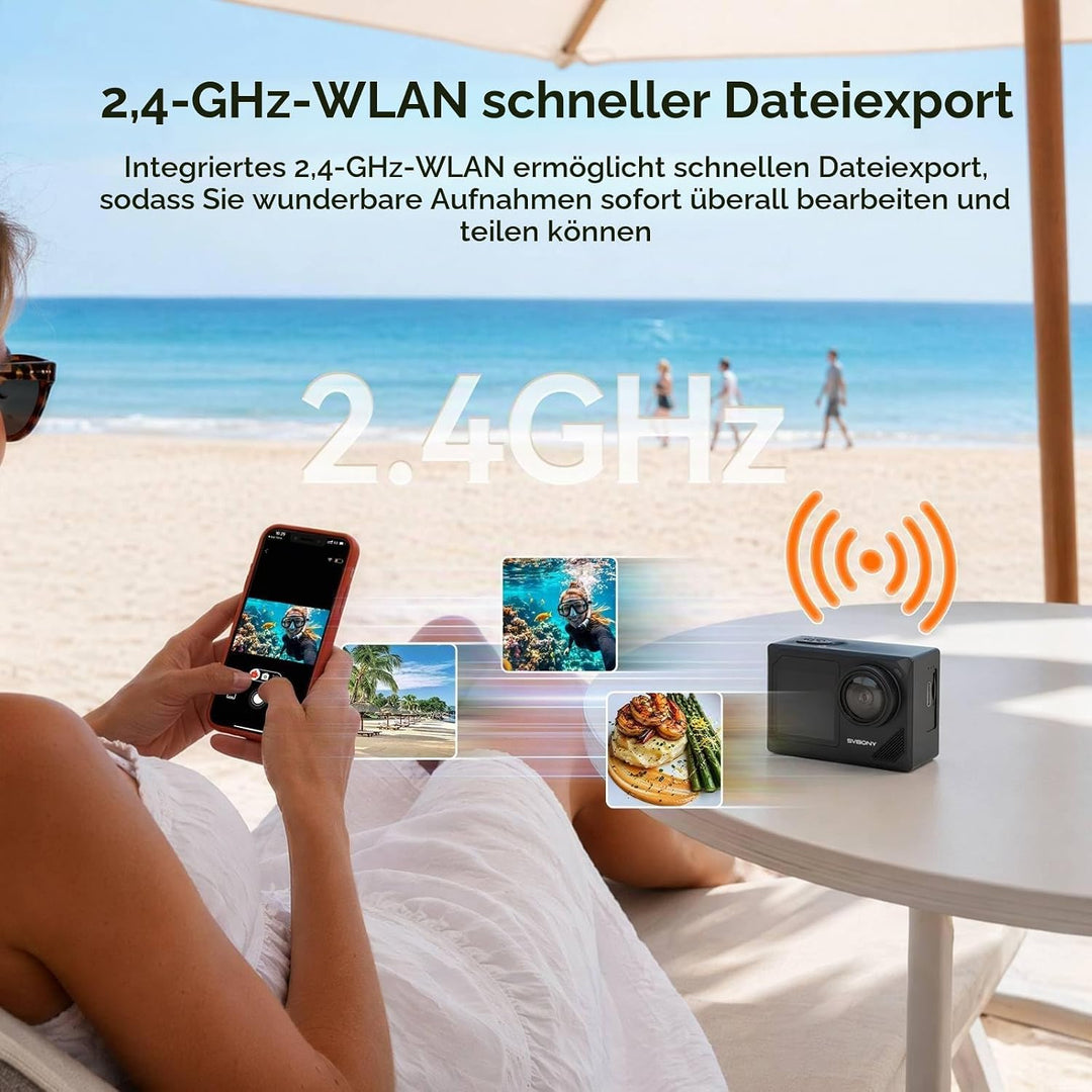 SVBONY SVGo2 4K 30FPS Unterwasserkamera, Action-Kamera, EIS, Wasserdicht bis 30m, Touchscreen, Dual-
