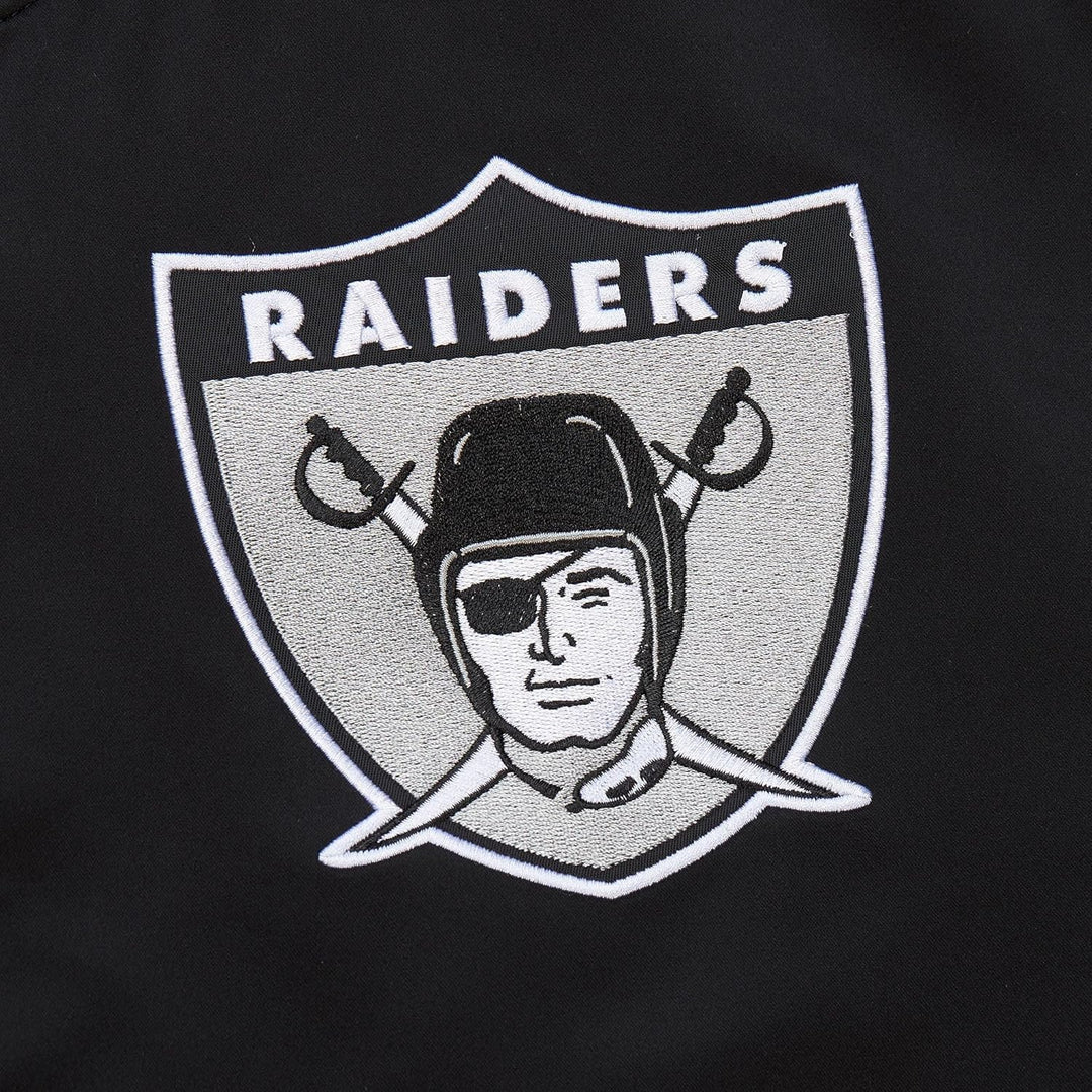 Mitchell & Ness NFL Primetime Heavyweight Satin Jacke, Oakland Raiders, Schwarz