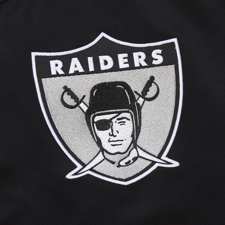 Mitchell & Ness NFL Primetime Heavyweight Satin Jacke, Oakland Raiders, Schwarz