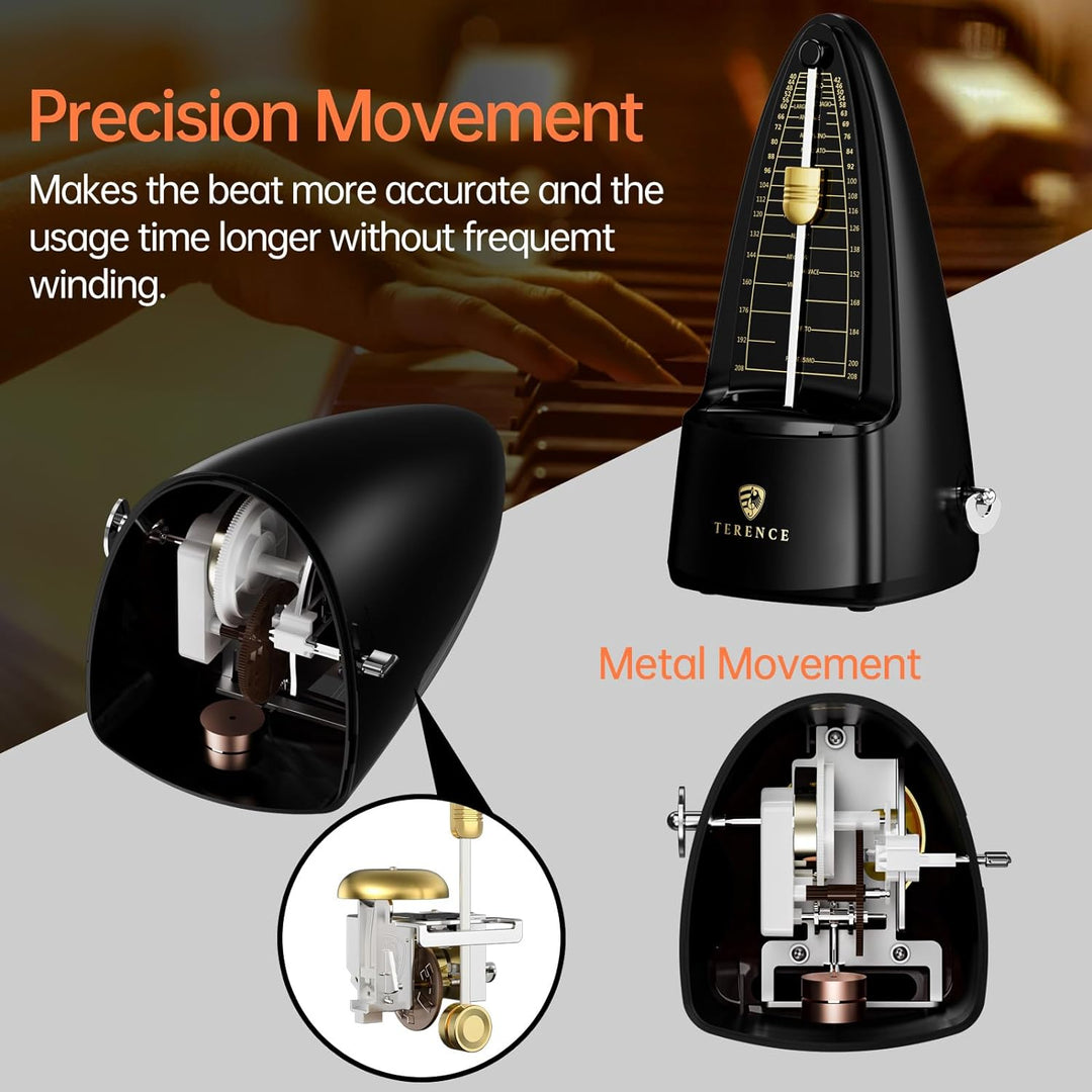 TERENCE Mechanisches Metronom für Klavier Gitarre Bass Violine Bass Metronom mit hoher Präzision Tra