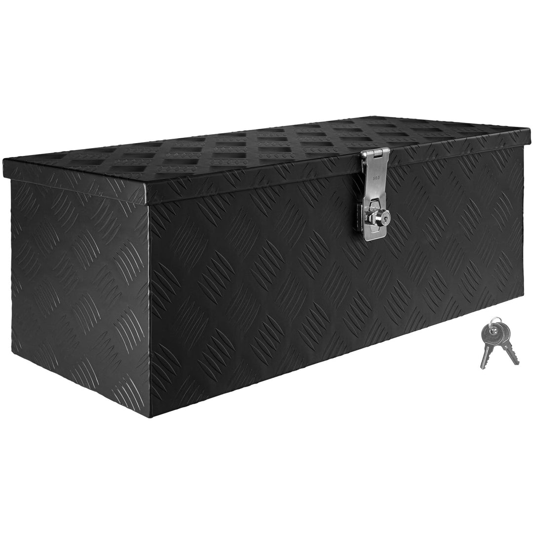 Trucky Truckbox Deichselbox aus Aluminium, in Schwarz, Abschliessbar, Robustes Riffelblech, Für Werk