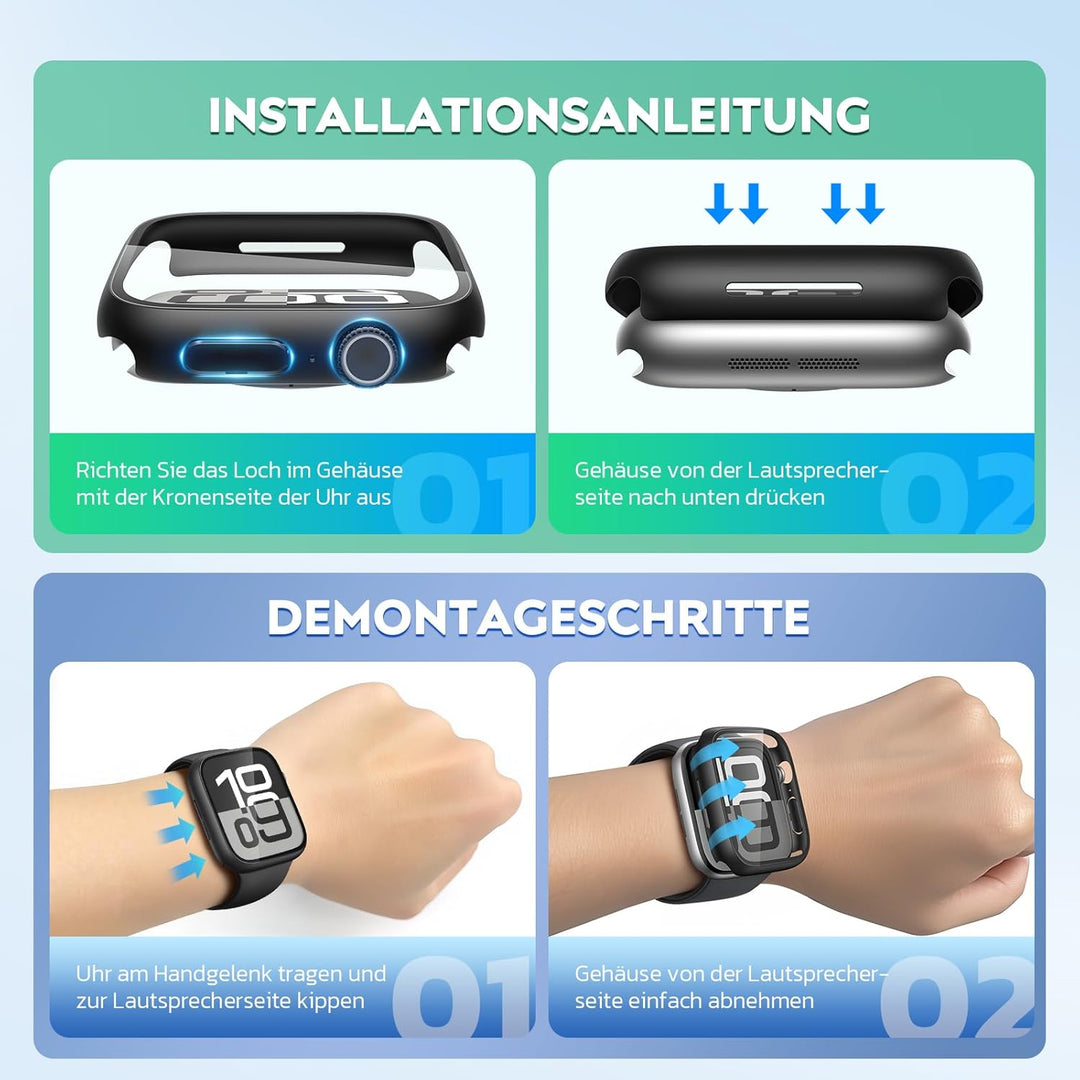 Misxi Transparent Hard Hülle mit Glas Displayschutz Kompatibel mit Apple Watch Series 3 Serie 2 38mm