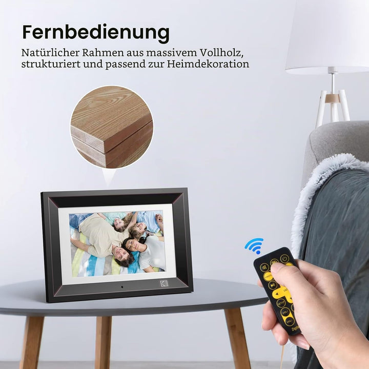 KODAK10.1 Zoll Digitale Bilderrahmen, KODAK Elektronischer Fotorahmen, IPS-Bildschirm, Foto/Musik/Vi