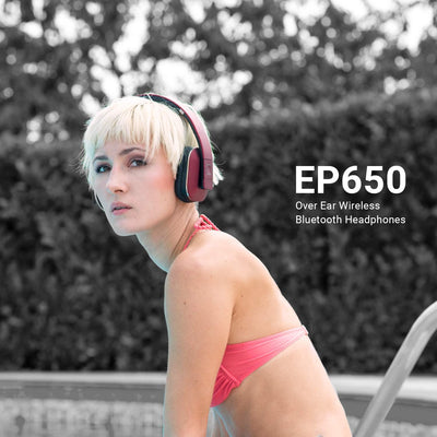 August EP650 - Bluetooth Kopfhörer v4.2 NFC mit aptX Low Latency - Stereo Over Ear Headphones mit Au
