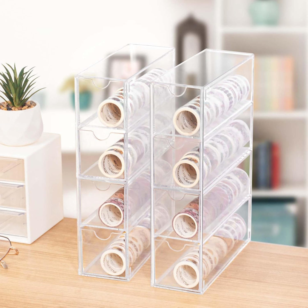 Vowcarol Washi-Tape-Organizer - Transparent Kunststoff - 4 Schubladen - 17,78 x 5,72 x 22,86 cm - Fü