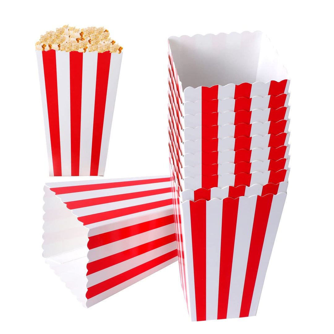 Yoosso 20 Stück Popcorn Boxen, Popcorn Tüten Rot & Weiss Gestreiften Popcorn Tüten Süssigkeiten Behä
