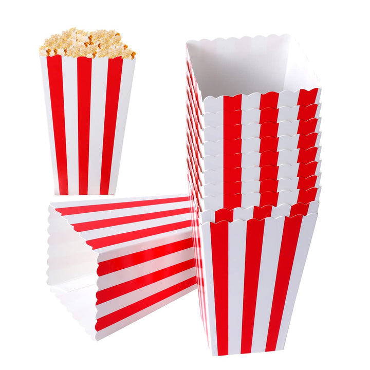 Yoosso 20 Stück Popcorn Boxen, Popcorn Tüten Rot & Weiss Gestreiften Popcorn Tüten Süssigkeiten Behä