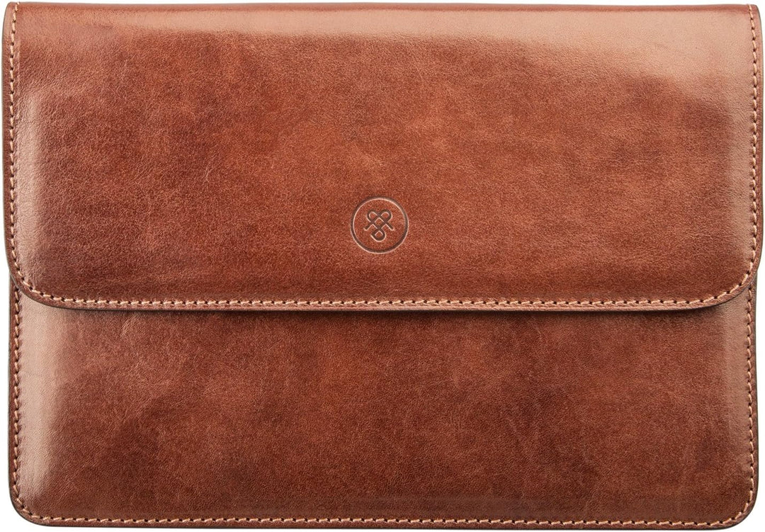 Maxwell Scott Handgefertigte Leder Reisedokumentenmappe Torrino in Cognac Braun, Cognac Braun