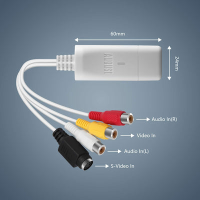 USB Video Grabber - [2023 Modell] August VGB300 - Audio Video Konverter zum Digitalisieren von VHS u