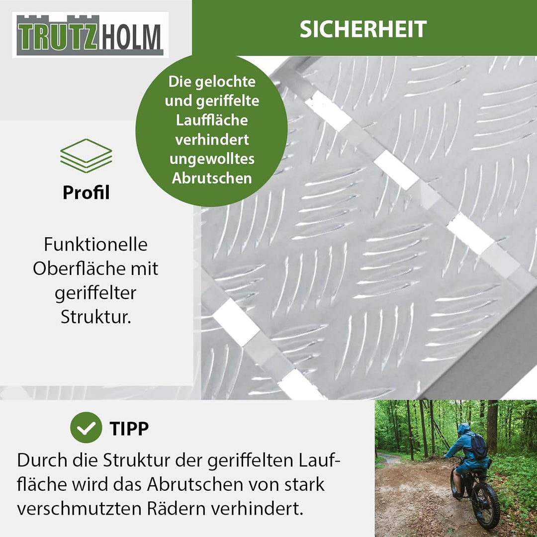 TRUTZHOLM 1 x Auffahrrampe klappbar 226 cm Traglast 680 kg Alu grau Motorradrampe Verladerampe Land