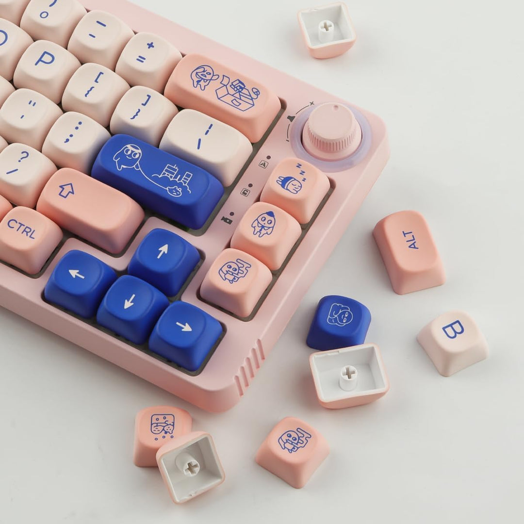 Sunzit Keycaps 148 Tasten PBT Keycaps Set MOA Profil Dye-Sub Niedliche rosa Keycaps Tastenkappen für