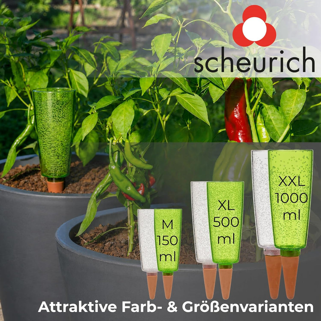 Scheurich Wasserspender Copa M | 8X Grün | 150 ml Füllmenge | Bewässerungskugel klein mit Ton Fuss |