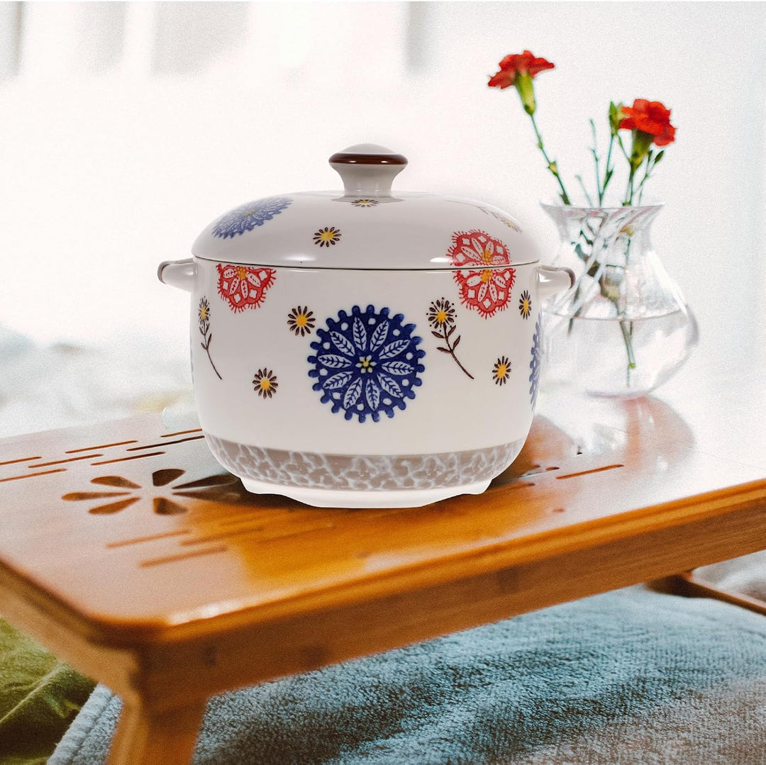 MAGICLULU Terrine 1000ml, Japanischer Stil Keramik mit Deckel | Stück Geformt, Glatte Oberfläche ohn