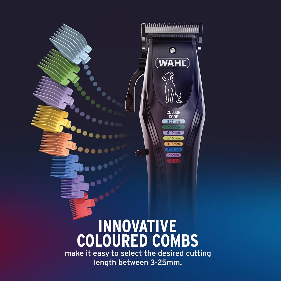 WAHL Color Pro Wiederaufladbare Haustierschneidemaschine, Haarschneidemaschine mit kodierten Kämmen,