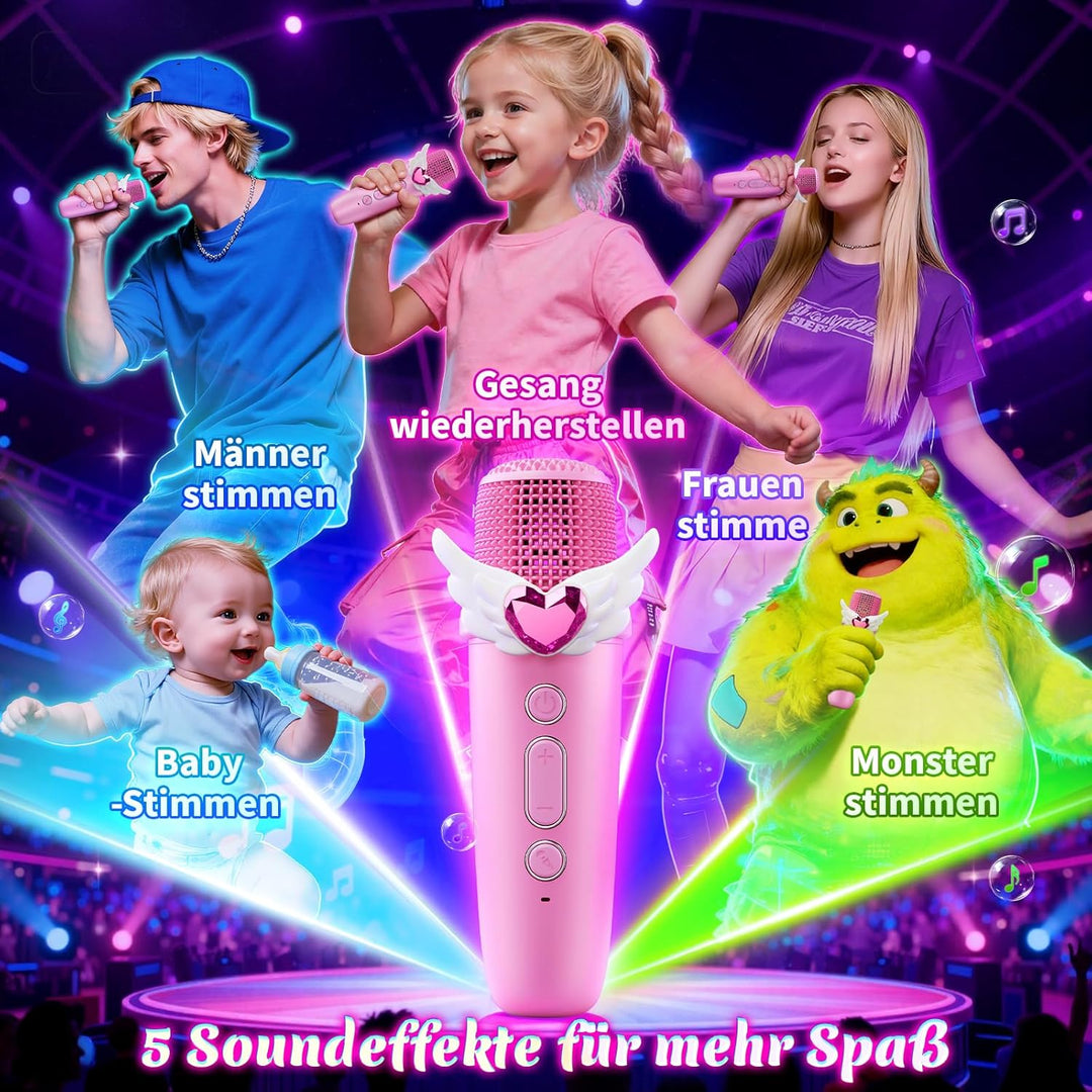 Einhorn Karaoke Maschine 2 Mikrofon Kinder mit LED-Lichtern, Einhorn Geschenke für Mädchen 3-10 Jahr