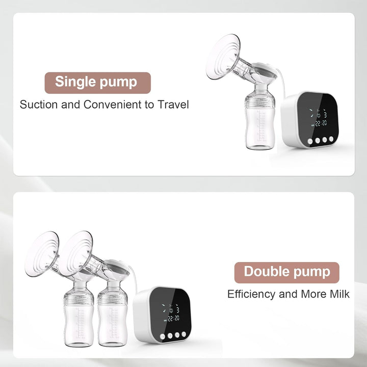 Lulia Milchpumpe Elektrisch, Elektrische Milchpumpe 4 Modi und 9 Stufen, Anti-Rückfluss, Ultra-leise