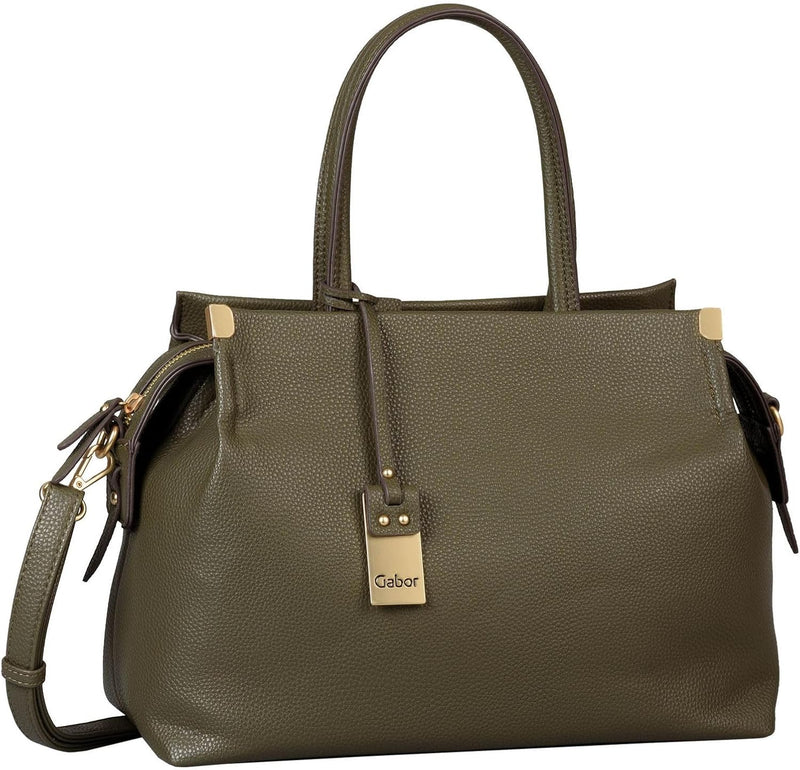 Gabor bags Gela Damen Shopper Umhängetasche Reissverschluss Beige 35x13,5x24 Oliv, 35x13,5x24 Oliv