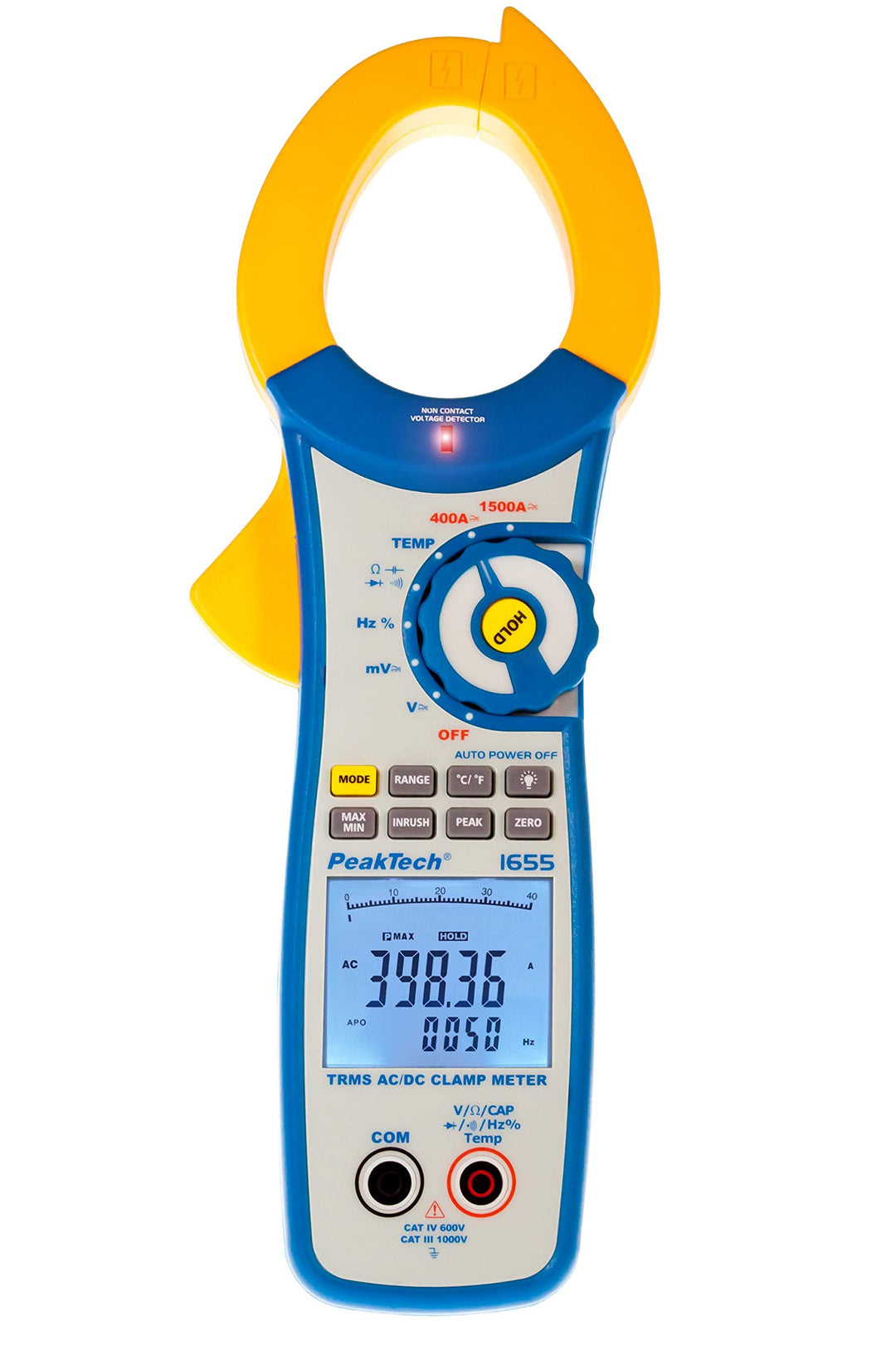 PeakTech 1655 – True RMS Stromzange 1500A AC/DC, 40000 Counts, Digital Multimeter, Zangenmessgerät,