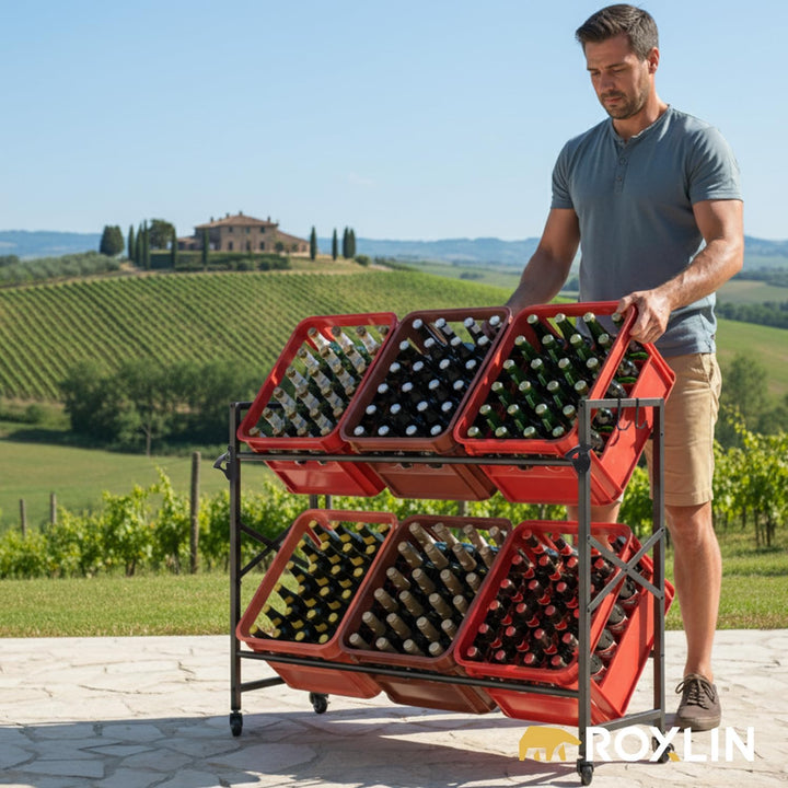 Roxlin Getränkekistenregal für 3/6 Kisten – Schwerlastregal aus Metall für Bier- & Wasserkisten – Ge