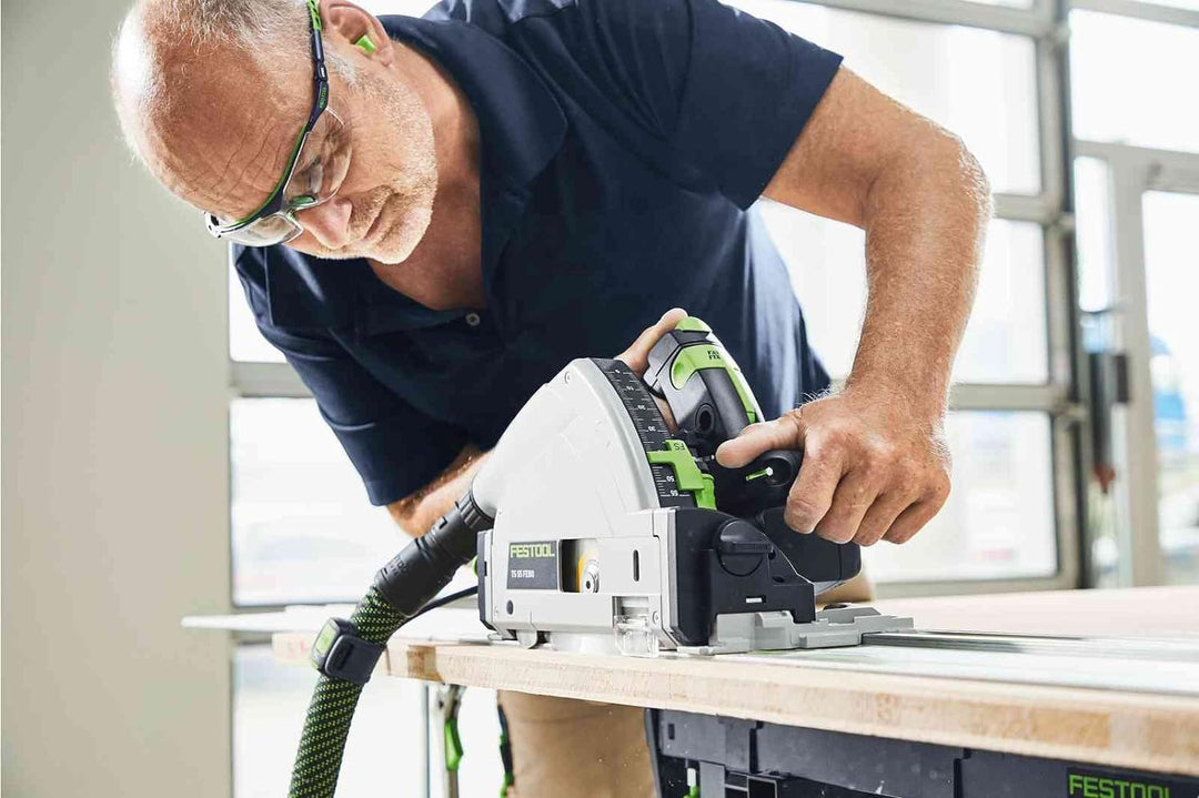 Festool Tauchsäge TS 55 FEBQ-Plus (mit Kreissägeblatt, Splitterschutz, Sichtfenster, Innensechskants