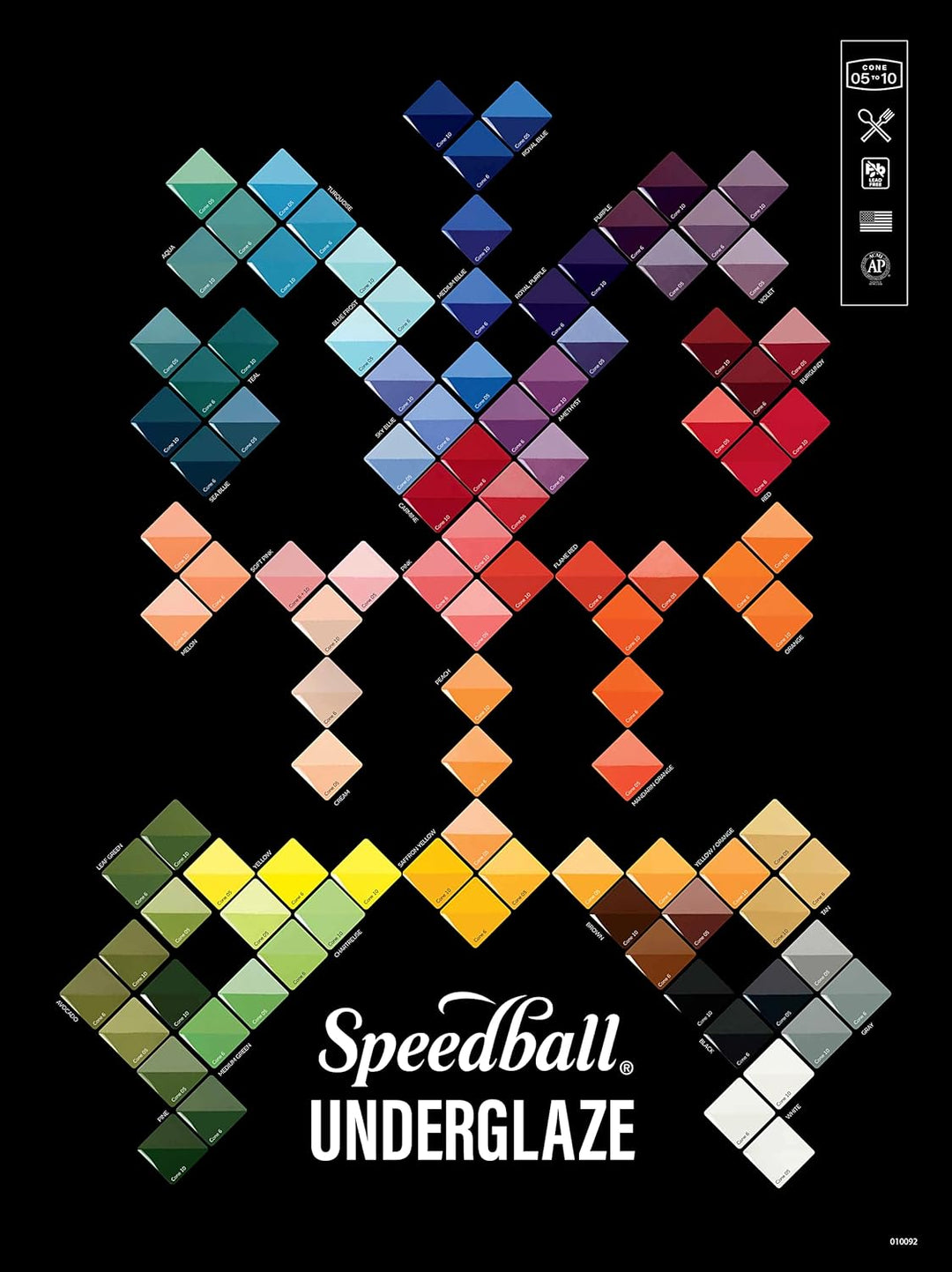 Speedball Underglaze Probepackung, (12 Stück) 6 oz Unterglasuren, 2020 Farbsortiment