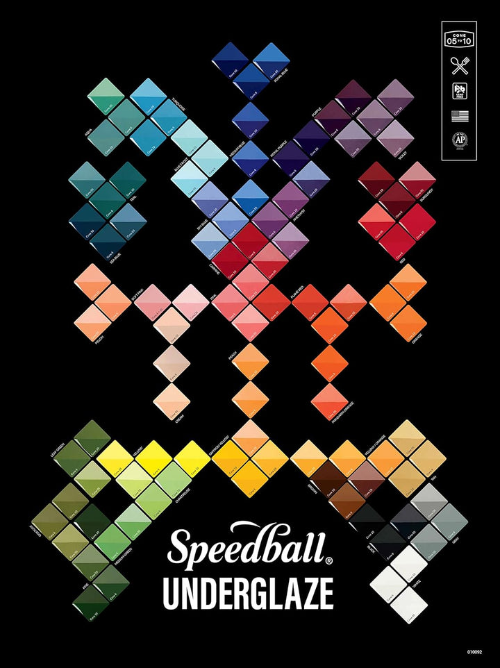 Speedball Underglaze Probepackung, (12 Stück) 6 oz Unterglasuren, 2020 Farbsortiment
