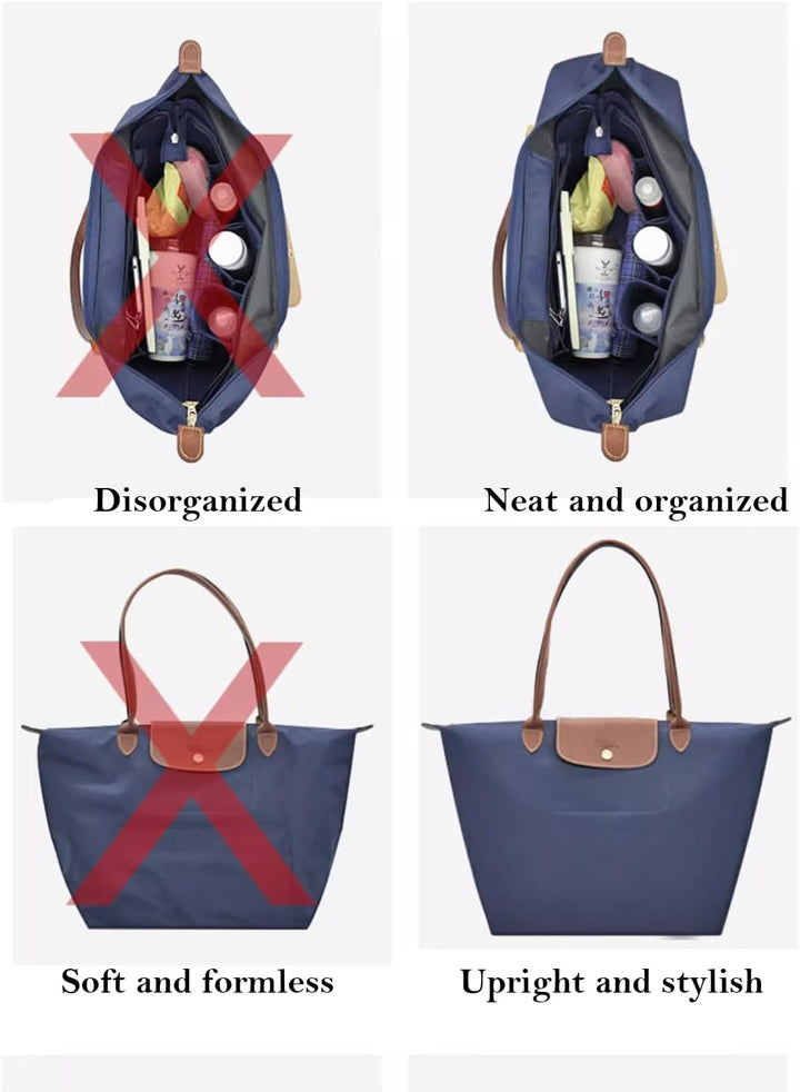 D.DUO Taschen-Organizer, Geldbörsen-Einsatz mit Reissverschluss, geeignet für Longchamp lange und ku