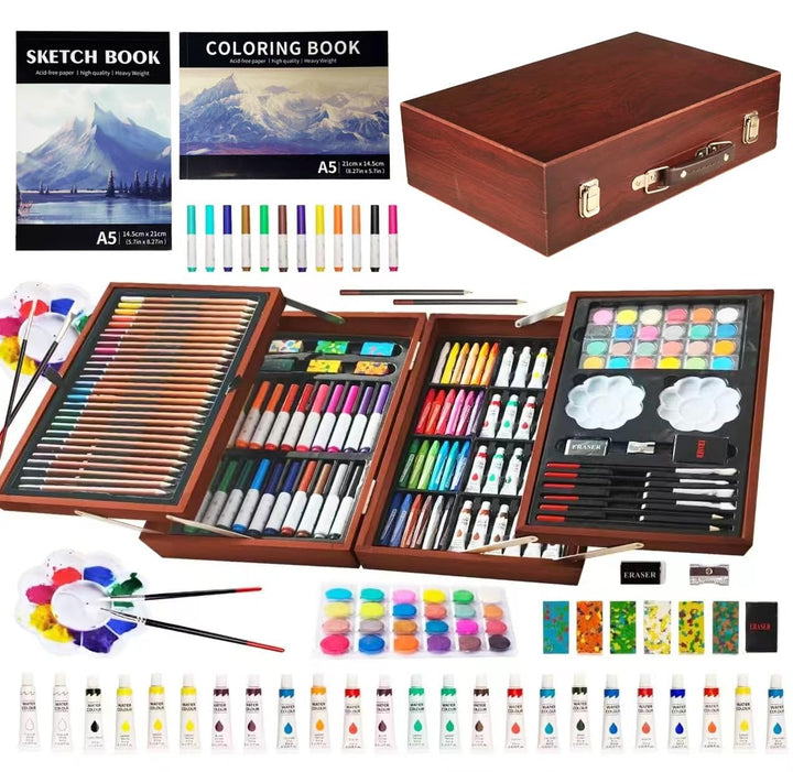 KINSPORY Malkoffer Kinder, 139 Stück Malset Kinder, Malkasten für Kinder, Deluxe Farben Koffer für K
