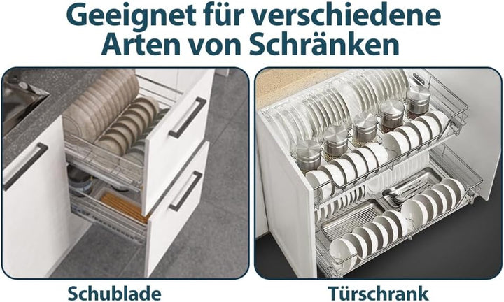 Eulenke Teleskopschublade 2X30cm Küchenschublade, Schrankauszug, Küchenschrank Korbauszug mit Schien