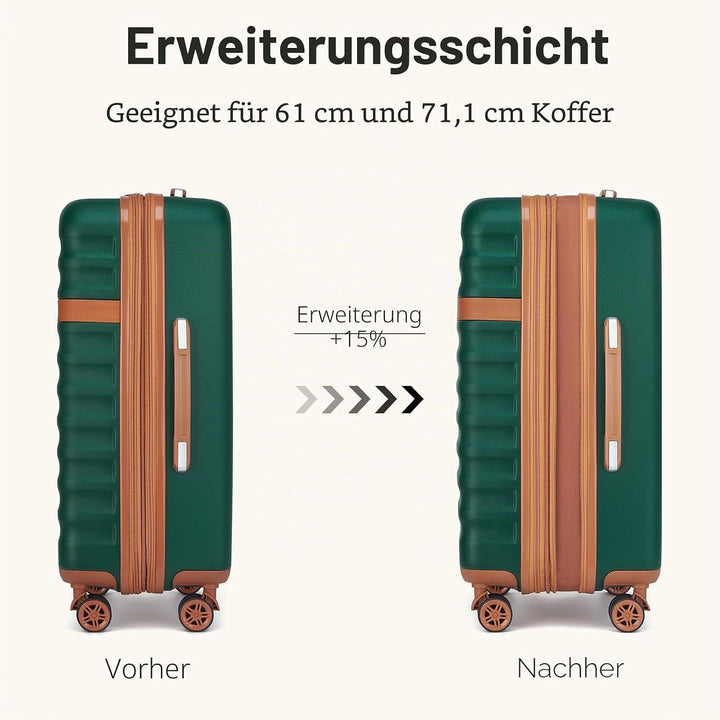 KONO Kofferset 3-teilig Trolley Reisekoffer leicht aus ABS+PC mit 4 Rollen Hartschalenkoffer TSA Sch