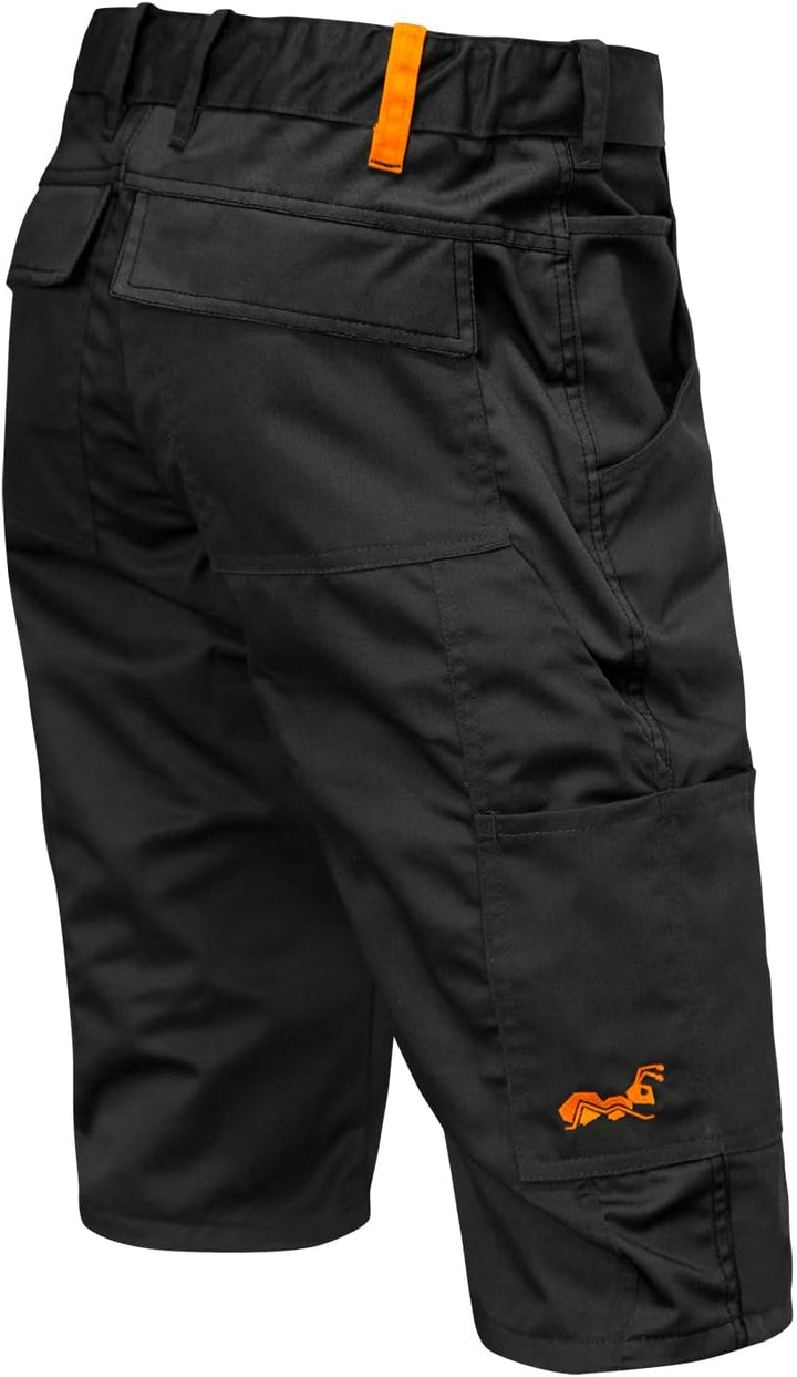 strongAnt Shorts Stretch Berlin Pro Herren Sommer Arbeitshose kurz Cargo Outdoor Grau-Shwarz-Weiss,