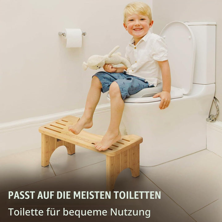 Bambus Toilettenhocker für Erwachsene, Klohocker, Ergonomischer WC-Hocker zur Förderung der Darmgesu