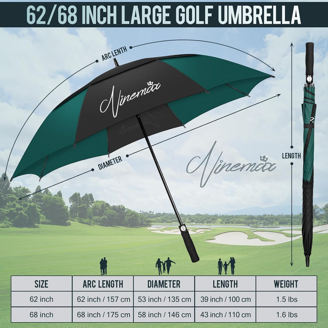 NINEMAX Golf Regenschirm Gross Sturmfest XL/XXL,Grosser Regenschirm Sturmfest | Stabil Golfschirm Gr