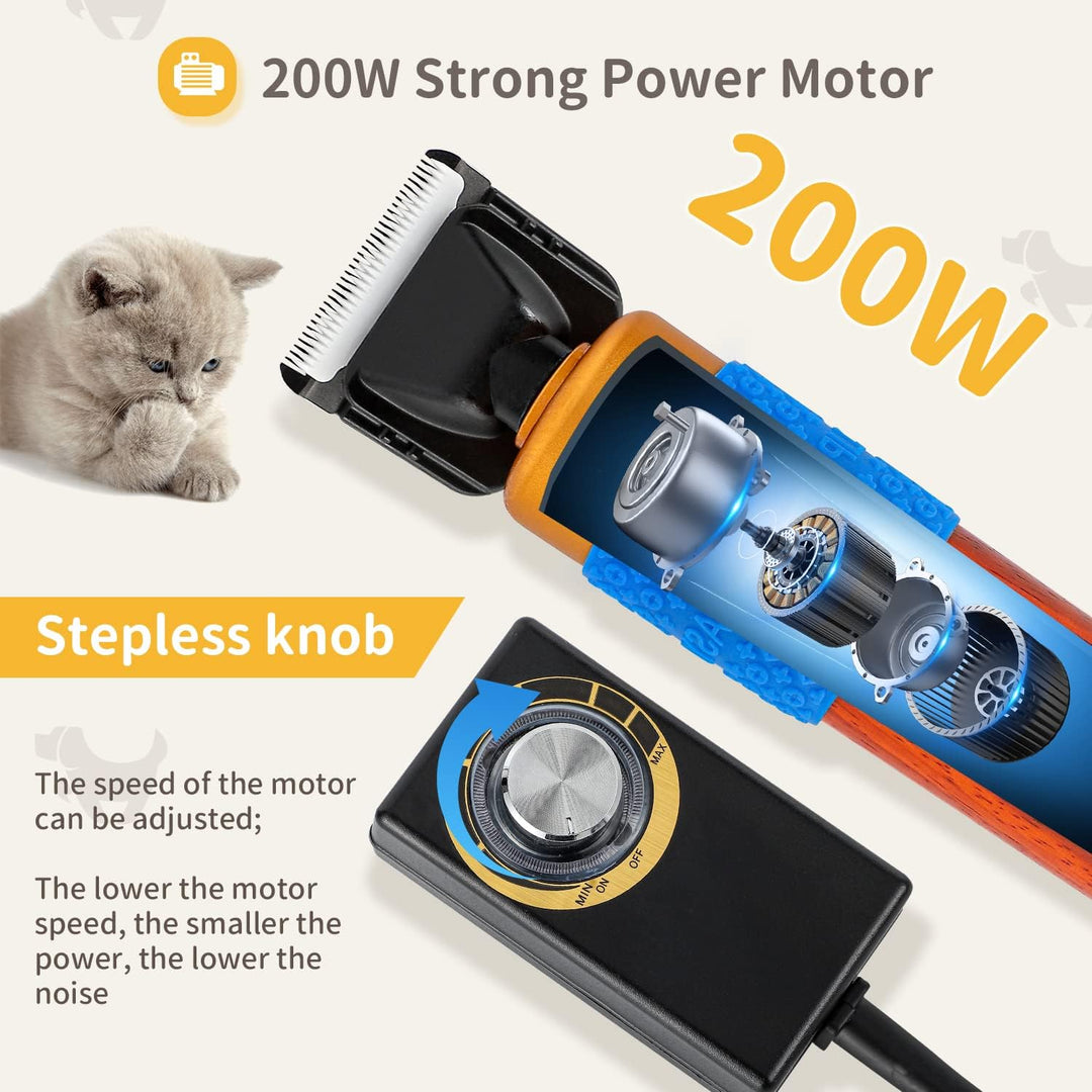 CGOLDENWALL 200W Hundeschermaschine Leise Profi Hund Katze Tierhaarschneider mit 3m Kabel, einstellb