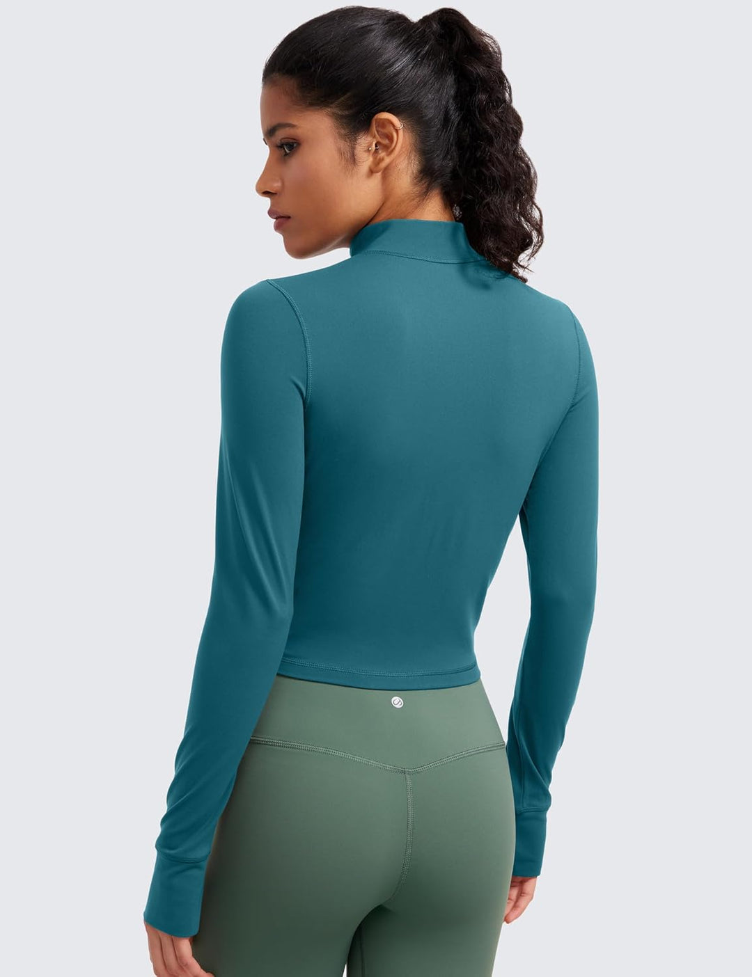 CRZ YOGA Damen Butterluxe Voller Reissverschluss Cropped Jacke Sport Pullover Slim Fit Gym Running J