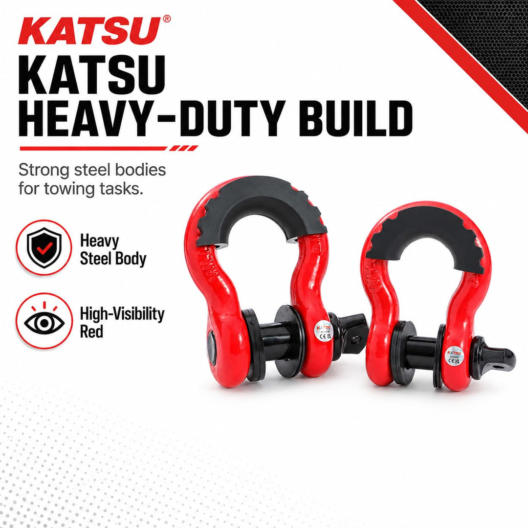 KATSU Tools 2er-Pack 3/4 Zoll D-Ring-Schäkel, 4,75 Tonnen (9500 lbs) Tragkraft, robuste verzinkte Ab