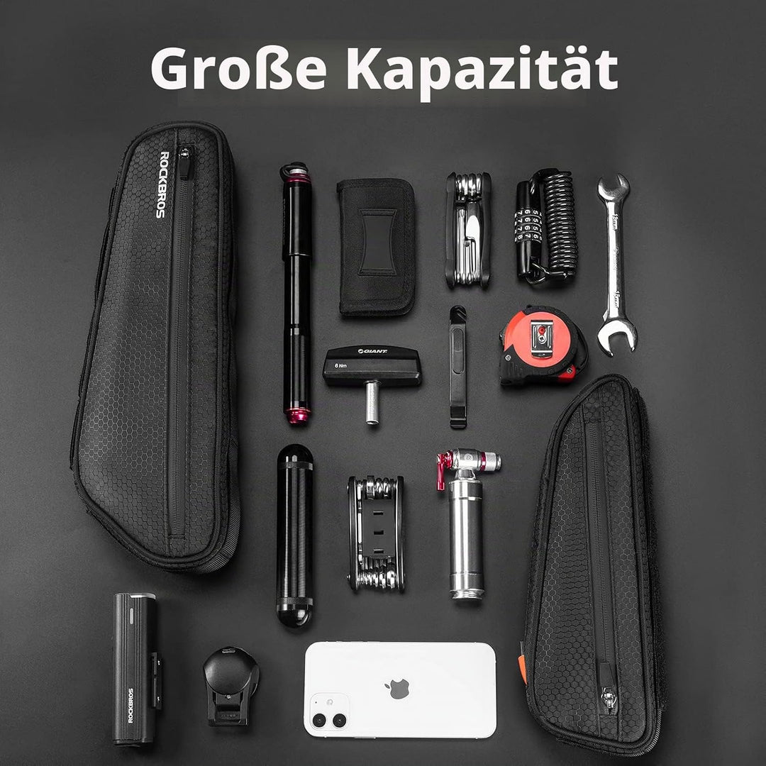 ROCKBROS Fahrradtasche Set, Fahrrad Lenkertasche + Rahmentasche, 2 in 1 Abnehmbare Dreiecktasche für