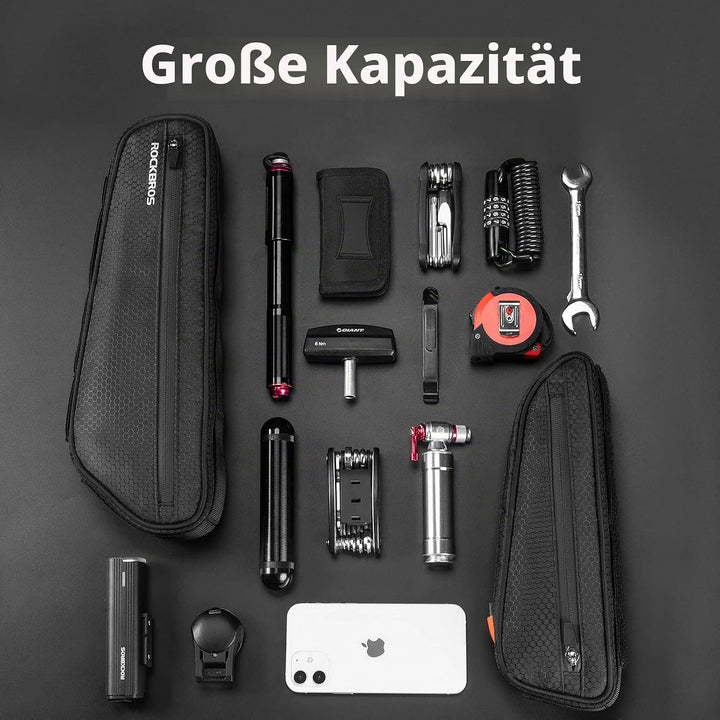 ROCKBROS Fahrradtasche Set, Fahrrad Lenkertasche + Rahmentasche, 2 in 1 Abnehmbare Dreiecktasche für