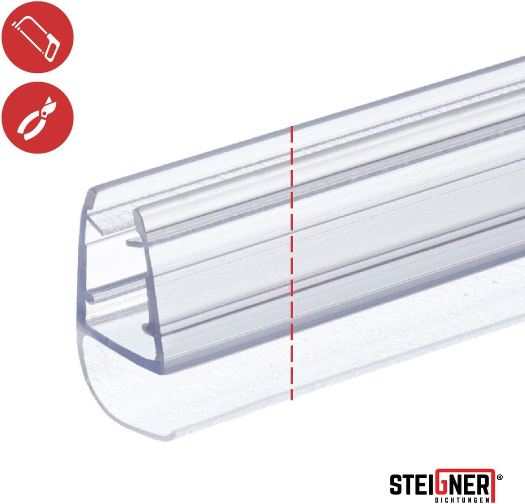 STEIGNER Duschdichtung, 120cm, Glasstärke 5/6/ 7/8 mm, Vorgebogene PVC Ersatzdichtung für Runddusche