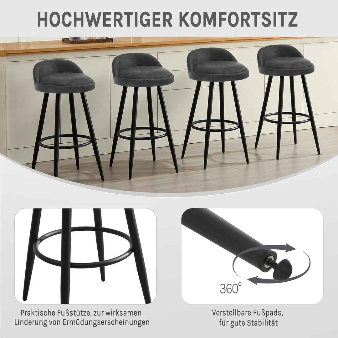 WOLTU BH327an-2 Barhocker 2er Set Barstuhl Hocker Tresenhocker Bistrohocker Designer Hocker mit Lehn