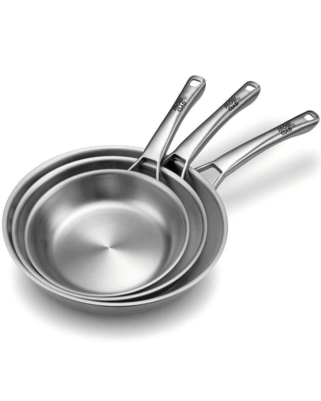 Edelstahlpfanne Set 3-teilig, 20&24&28CM, Edelstahlpfanne unbeschichtet, Pfanne Induktion, Universal