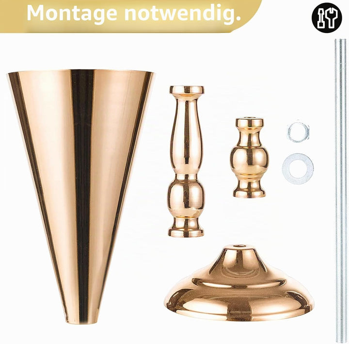 NUPTIO Gold Vase für Hochzeit Tischdeko: 2 Stück 42cm Hohe Blume Trompete Vasen Metall Tische Mittel