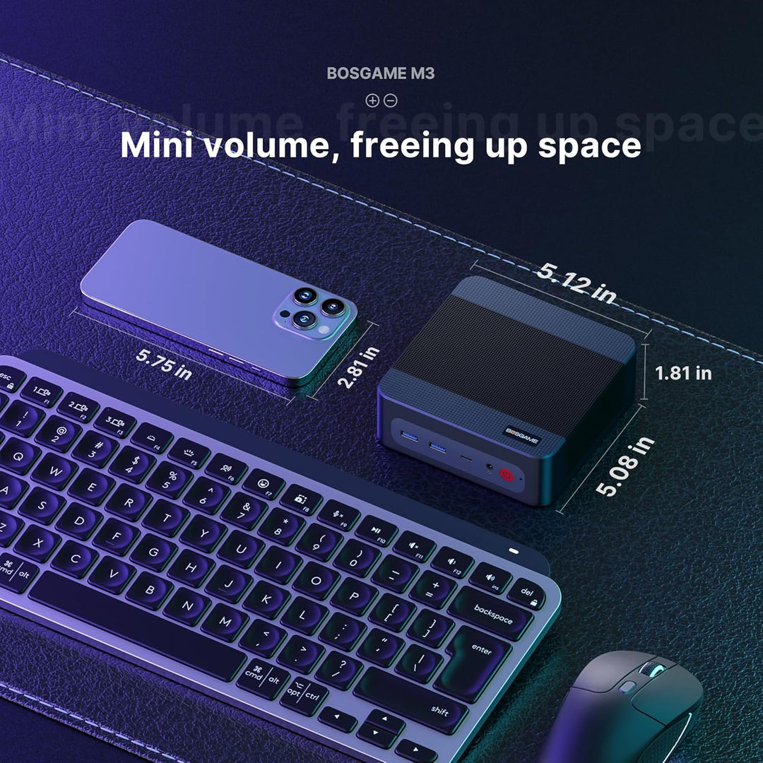 BOSGAME M3 Mini-PC, Intel Core Ultra 7 Prozessor 155H, 16 Kerne/22 Threads bis zu 4,8 GHz, Windows 1