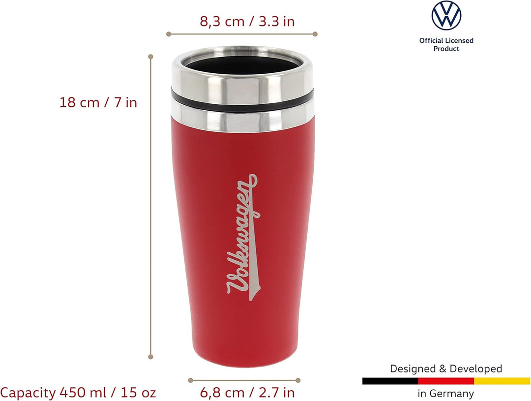 BRISA VW Collection - Original Volkswagen Isolierter Edelstahl Thermo-Becher (Doppelwandig/450ml/Rot