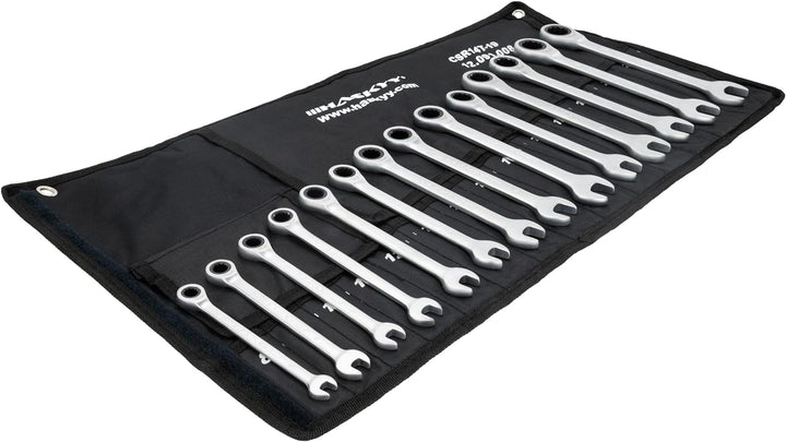 14-Tlg. HASKYY Ratschenschlüssel-Set I 8-22mm Gabelschlüssel Ratschen-Schlüssel-Satz