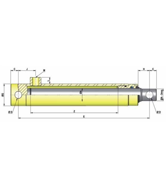 HYDROMOT Hydraulikzylinder, einfachwirkend, Kolben Ø 40mm, Hub wählbar Grösse 700 mm Hub, 700 mm Hub