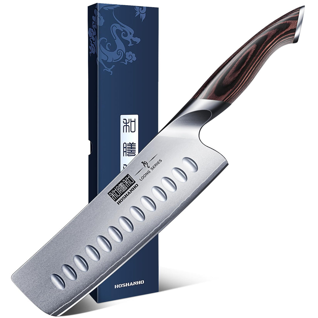 HOSHANHO Küchenmesser Nakiri Japanisches Kochmesser 18 cm AUS-10-Edelstahl Scharfe Messer mit hohem