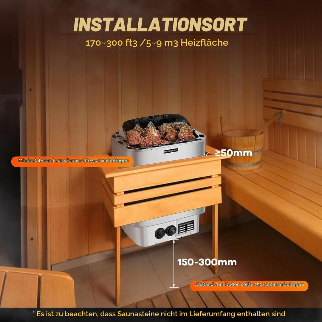 Mxmoonant 6KW Saunaofen, Elektroherd für Sauna, Einstellbare Zeit und Temperatur, für Home, Hotel, S